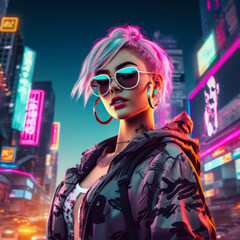 Punk Style Influencer in Neon City