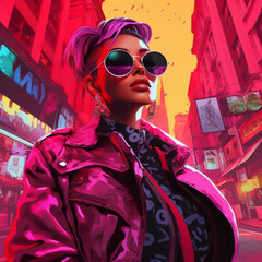 Punk Style Influencer in Neon City