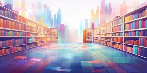 Abstract illustration of a bookstore.  - obrazy, fototapety, plakaty