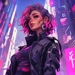 Punk Style Influencer in Neon City