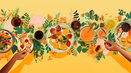 Abstract image of table setting for social gathering