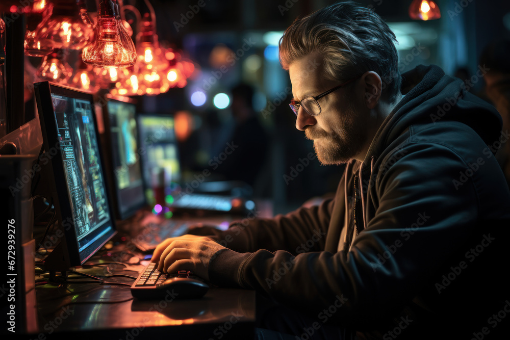 Poster an ethical hacker working to improve cybersecurity, emphasizing the ethics of digital security and p