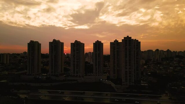 S&atilde;o Paulo city skyline drone 4k