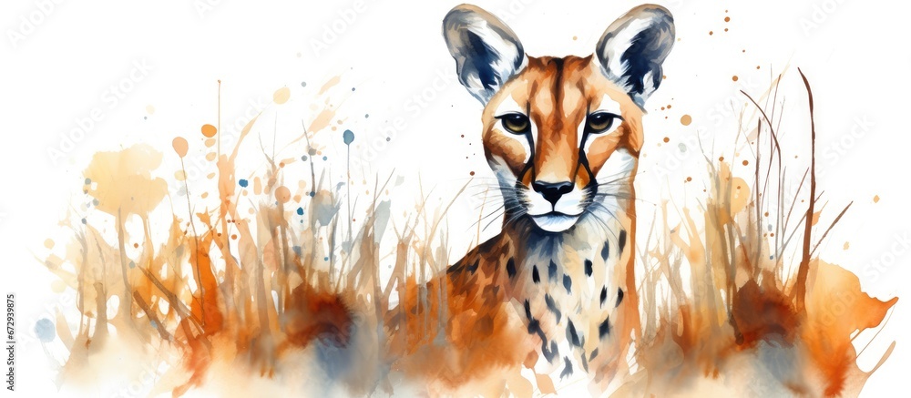 Canvas Prints Creating artwork with a watercolor wash depicts the fur of a wild cheetah in a captivating and intricate manner featuring a motley pattern and an endless ornament style The drawing also show