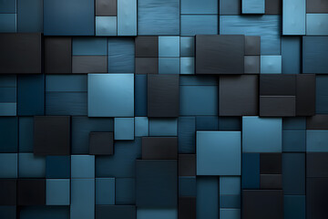 Dark Grey Metallic Wall with Light Sky-Blue Abstract Art. Generative AI
