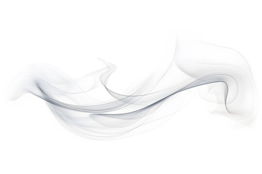 Round Wavy White Smoke Isolated on White Background.