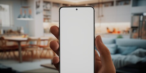 CU Caucasian man using his phone at home, daytime shot