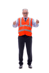 Old male architect isolated on white