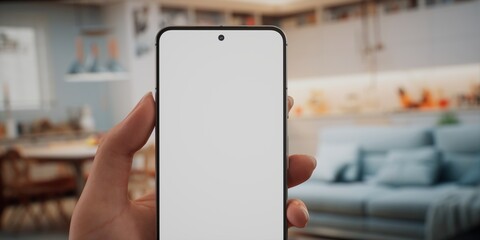 CU Caucasian woman using her phone at home, daytime shot