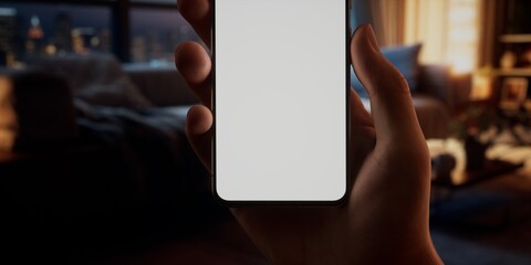 CU Caucasian man using his phone at home, daytime shot