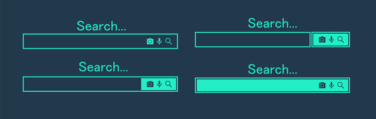 Search bar design element. Search bar for website and user interface, mobile apps. vector illustration. Search address and navigation bar icon. Collection of search form templates for websites