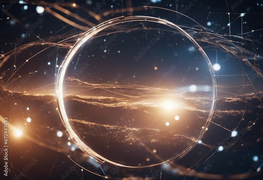 Aufkleber connection lines around the earth's surface future technology backdrop with circles and lines