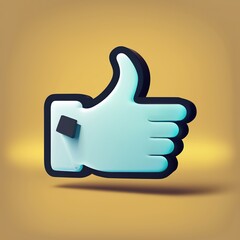 Thumbs Up Icon on Gold Background.
