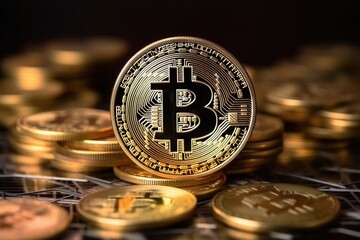 Bitcoin Cryptocurrency Digital Bit Coin BTC Currency Technology Business Internet Concept.