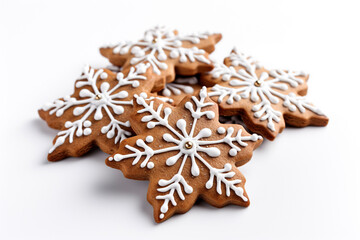 Obraz na płótnie Canvas Christmas gingerbread cookies on a white background, holiday festive background