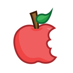 Animated bitten red apple. Vector illustration.