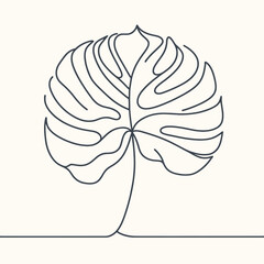 Abstract one line art leaf. Botanical prints boho vector set for wall art . Bohemian style with line art foliage. Minimalist abstract plant branch art boho design for cover, poster