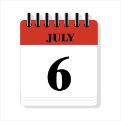 July 6 calendar date design