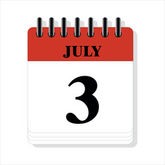 July 3 calendar date design