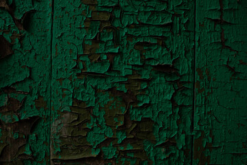 background texture of an old, wooden green tree with annealed paint