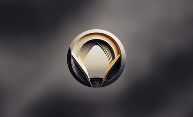 Abstract 3d rendered logo illustration of a metal. Silver Background