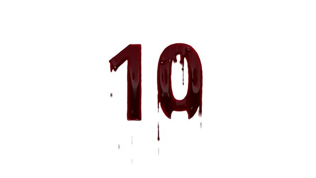 Bloody number 10 with alpha channel, number 10 in blood