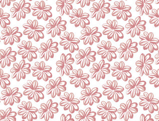 red floral seamless pattern  isolated on white background raster illustration, can be used for textile.
