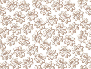 dark brown floral seamless pattern  isolated on white background raster illustration, can be used for textile.