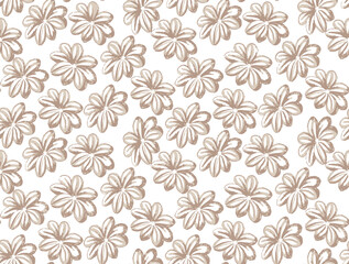 dark brown floral seamless pattern  isolated on white background raster illustration, can be used for textile.