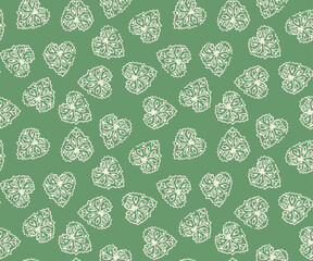 Valentine's Day Seamless green Background of  Hearts flower, Vector pattern on used for textile.