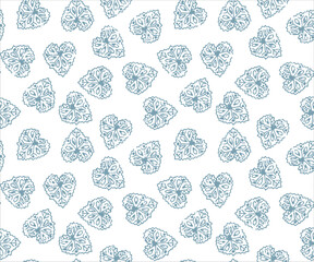 Valentine's Day Seamless Background of blue Hearts flower, Vector pattern on used for textile.