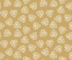 Valentine's Day Seamless yellow Background of  Hearts flower, Vector pattern on used for textile.