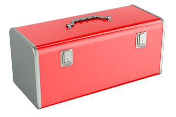 Metallic tool box, tool organizer box. 3D rendering isolated on transparent background