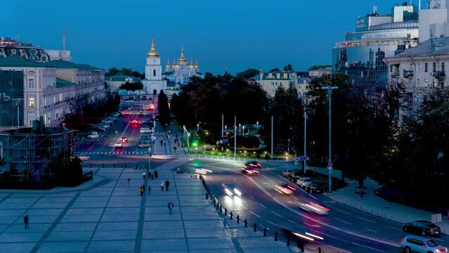 Sofia Square time lapse day to night