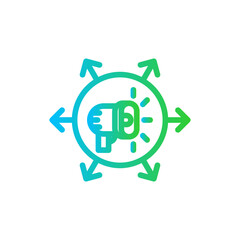 Viral marketing icon with blue and green gradient outline style. viral, social, online, marketing, concept, media, content. Vector Illustration