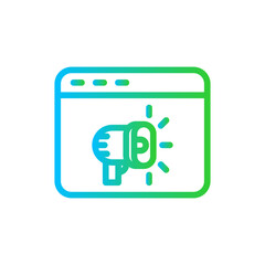 Web marketing marketing icon with blue and green gradient outline style. business, web, marketing, technology, digital, strategy, media. Vector Illustration