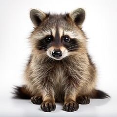 Obraz premium Portrait of a raccoon on a white background