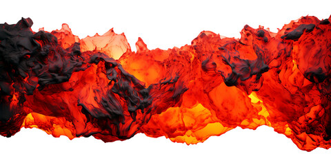 hot molten lava magma border isolated - obrazy, fototapety, plakaty