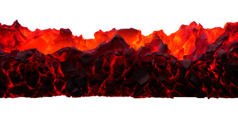 hot burning coals border isolated - obrazy, fototapety, plakaty