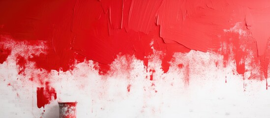 Blending the texture of red and white colors in readiness for painting the walls during a home renovation