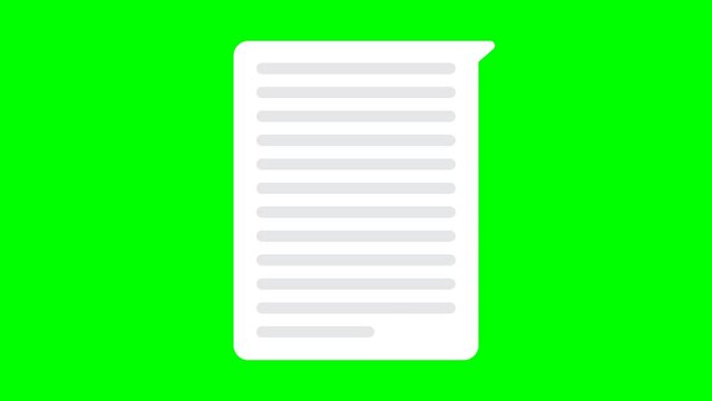pop up message with long chat.  animated video with a green screen background