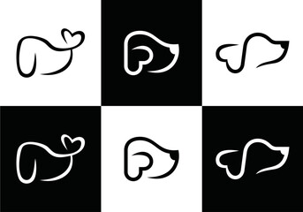 dog and love logo design. pet care linear style symbol vector illustration.	
