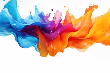 Abstract splash liquid flow explosion colorful pattern white background wallpaper