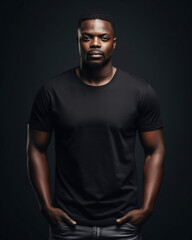 African Male Black T-shirt Mockup - obrazy, fototapety, plakaty