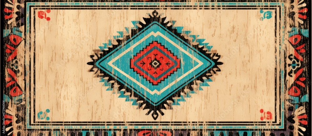 Aufkleber rug boho style ethnic design pattern with distressed woven texture and effect serving as a bathmat f