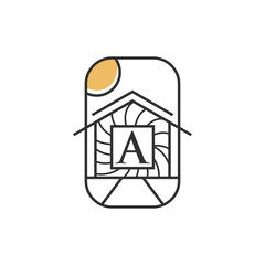 Letter A house minimal logo design