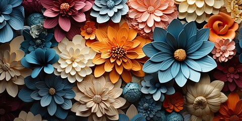 Fototapeta premium paper cut out flowers background
