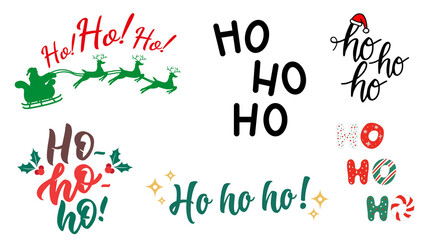 Ho ho ho merry christmas. Transparent background. Red, green, and black.