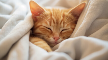 Orange Tabby Kitten's Relaxed Morning