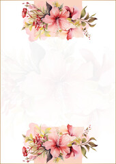 Pink and peach modern background invitation template with floral and flower